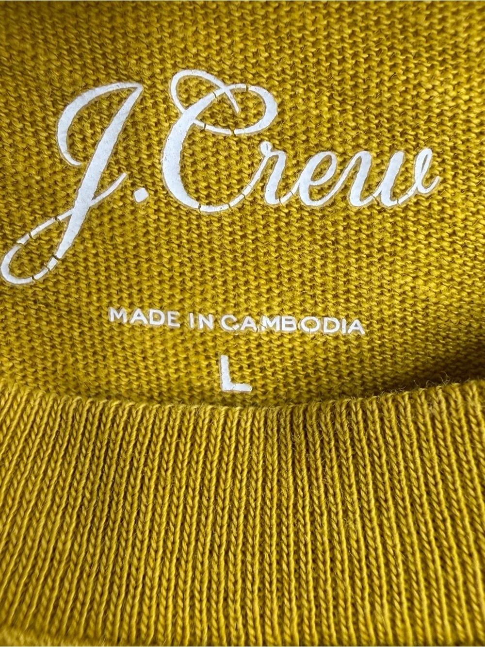 J. Crew Mustard Yellow Short Sleeve Tee with Pink Floral Embroidery